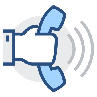 Graphic of hand holding phone handset Graphic of hand holding phone handset