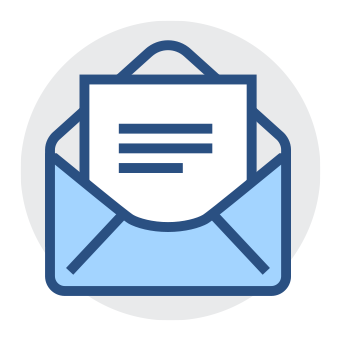 Graphic of open envelope with letter inside Graphic of open envelope with letter inside