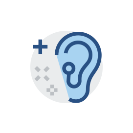 Graphic of ear with aid Graphic of ear with aid