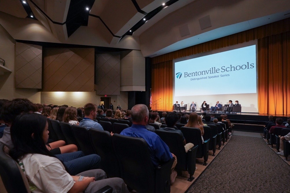 Secretary Turner and Rep. Womack began the day by meeting with the next generation of leaders at an assembly of Bentonville High School and Bentonville West High School students, answering their questions about affordable housing and urban development Secretary Turner and Rep. Womack began the day by meeting with the next generation of leaders at an assembly of Bentonville High School and Bentonville West High School students, answering their questions about affordable housing and urban development