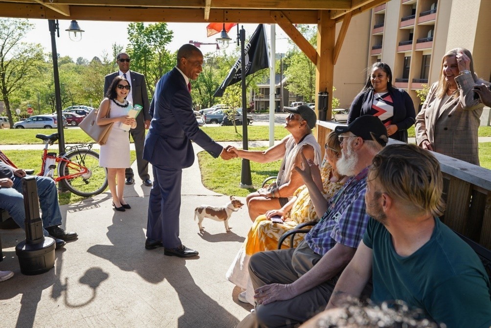 Secretary Turner, Governor Sanders and Rep. Womack toured Fayetteville Housing Authority’s Hillcrest Towers, a 120-unit complex offering accessible apartments for individuals aged 55+ or those with disabilities Secretary Turner, Governor Sanders and Rep. Womack toured Fayetteville Housing Authority’s Hillcrest Towers, a 120-unit complex offering accessible apartments for individuals aged 55+ or those with disabilities