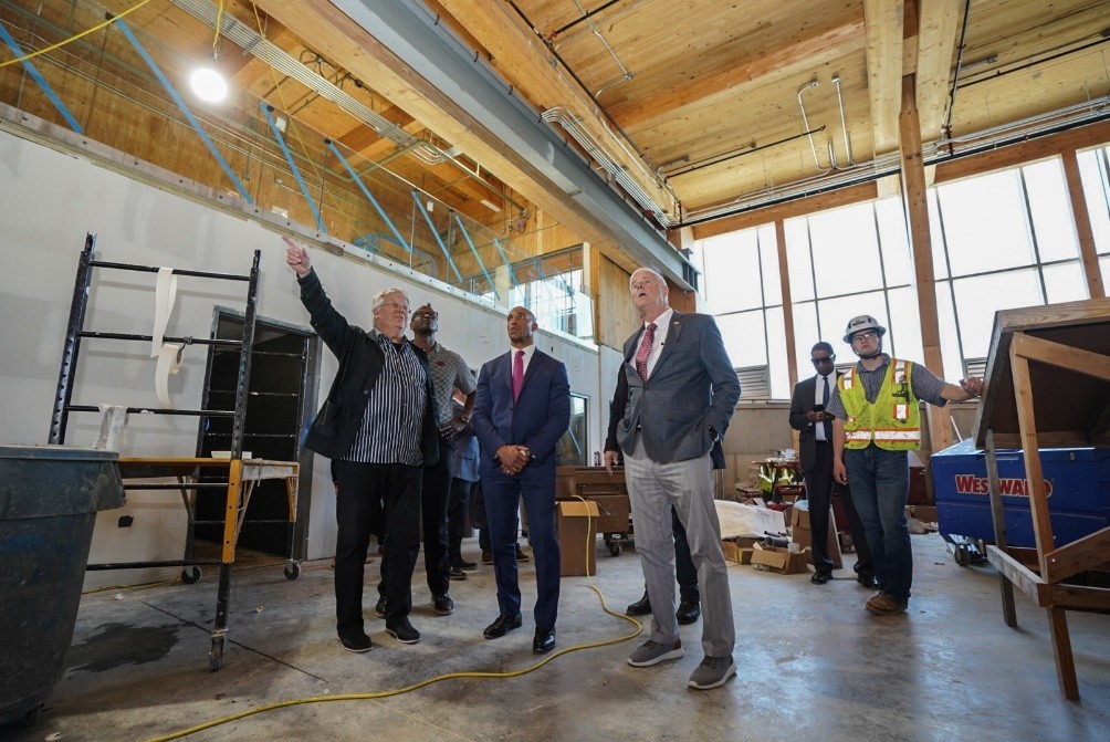 Secretary Turner and Rep. Womack visited the Anthony Timberlands Center for Design and Materials Innovation at the University of Arkansas, set to open in summer 2025. The center will explore innovative wood product applications in architecture and construction, including affordable housing prototypes Secretary Turner and Rep. Womack visited the Anthony Timberlands Center for Design and Materials Innovation at the University of Arkansas, set to open in summer 2025. The center will explore innovative wood product applications in architecture and construction, including affordable housing prototypes