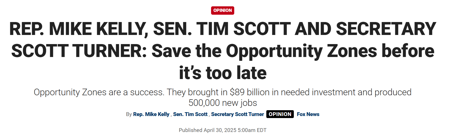 Secretary Turner, Senator Tim Scott (R-SC), and Congressman Mike Kelly (R-Pa.)