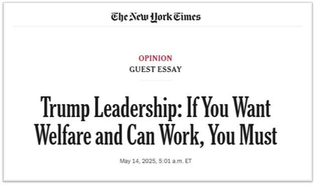 Trump Leadership: If You Want Welfare and Can Work, You Must