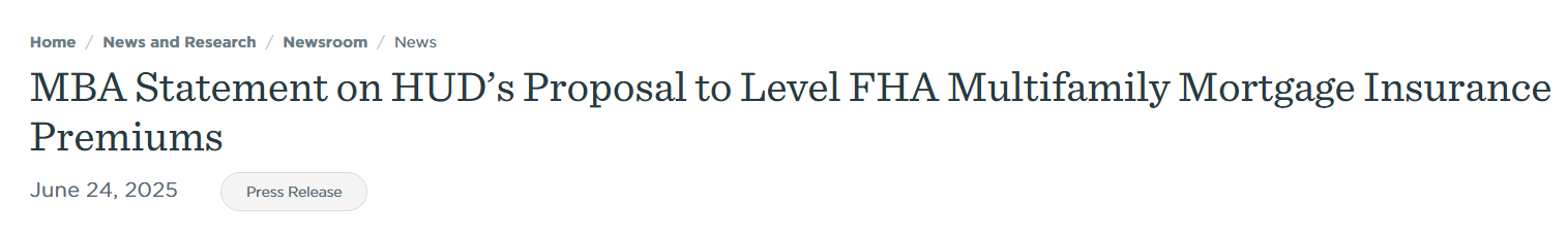 MBA Statement on HUD’s Proposal to Level FHA Multifamily Mortgage Insurance Premiums
