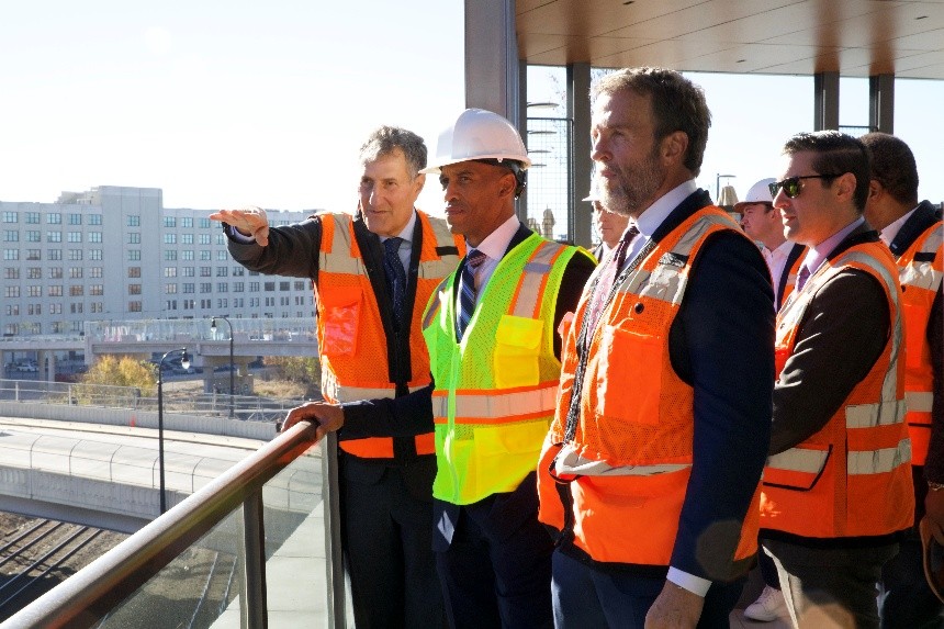 Secretary Turner views ongoing construction at the Centennial Yards development. Once complete, the development will host a robust mix of retail, office, and hospitality spaces.