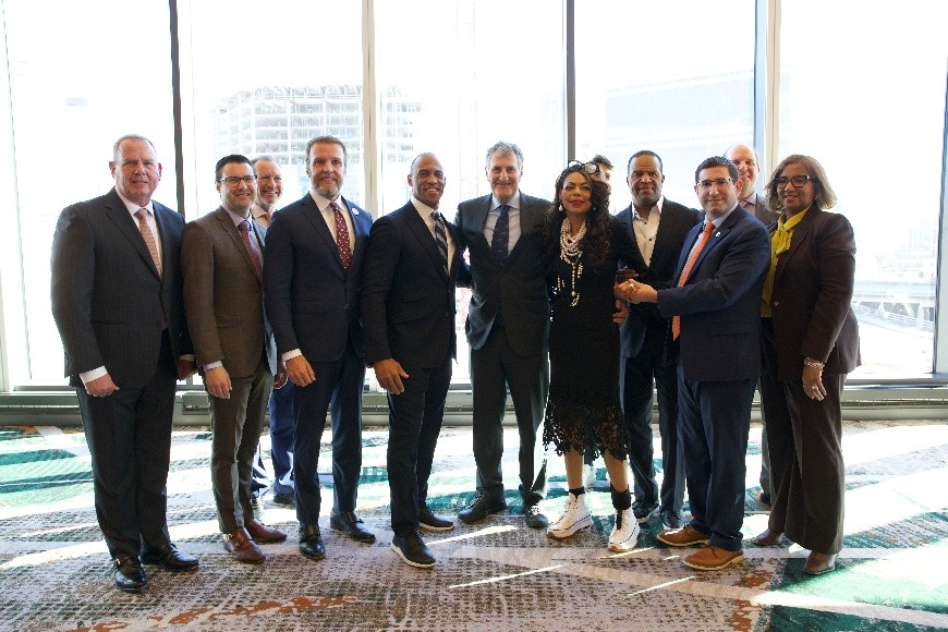 Secretary Turner meets with stakeholders at one of the many newly constructed properties at Centennial Yards to discuss the impacts of Opportunity Zone redevelopment.